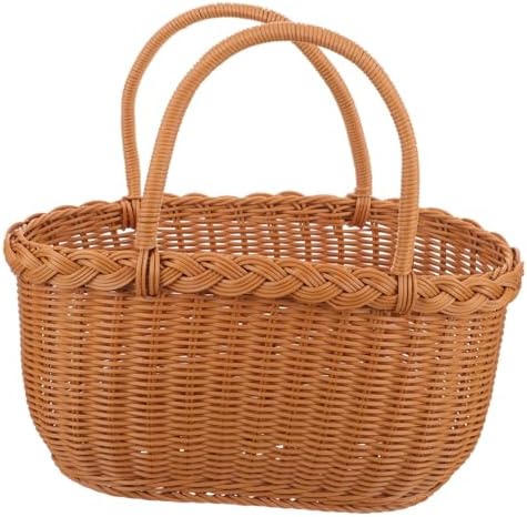 Woven Storage Basket, with Handle, Lightweight Fruit Snack Organizer by KOMBIUDA