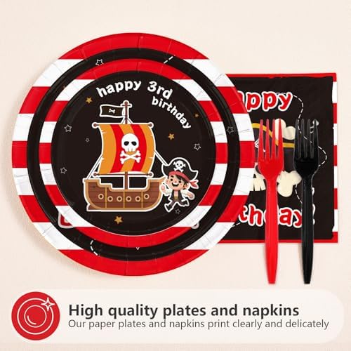 96Pcs Pirate 3rd Birthday Party Decorations for Boys, Serve 24 - Image 3