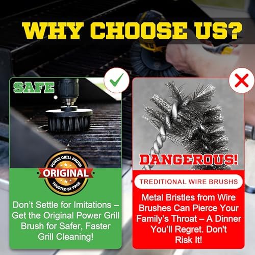 Power Grill Brush - Grill Brush 5 Piece BBQ Cleaning Kit - Nylon Safe Bristle, Wire Free, Safe for All Grates Stainless Steel, Porcelain, Charcoal Smoker Grill Cleaner Scraper, Accessories Outdoor - Image 2