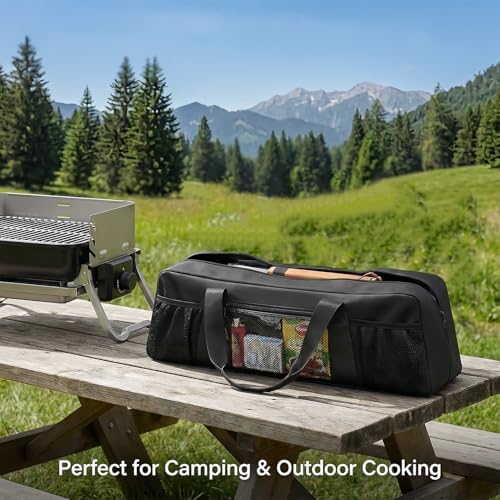 Grill Tool Storage Bag for BBQ Utensils up to 22" – Large BBQ Utensil Organizer with Pockets, Portable Barbecue Accessories Carrying Case for Camping, Outdoor Cooking (Bag Only, Black) - Image 5