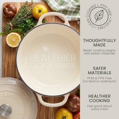 Larder & Vine 5.7 qt Enameled Cast Iron Dutch Oven Pot with Lid, Stone - Image 5