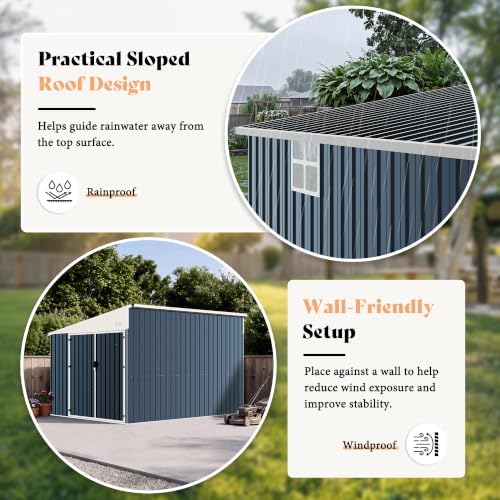 AMERLIFE 10x8 FT Lean-to Storage Shed with Lockable Door, Reinforced Frame - Image 3