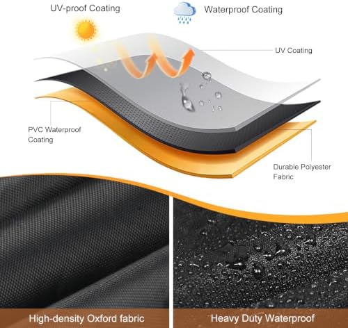 Grill Cover for HAPPYGRILL Charcoal Grill with 2 Side Tables, BBQ Cover - Image 4