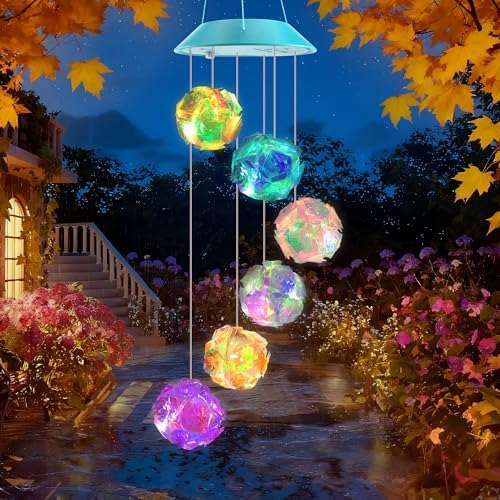 Solar Wind Chimes Outdoor,Color Changing Colorful Ball Gift for Mom Grandma by Zeiliuled