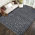 SAND MINE Waterproof Outdoor Rug, Plastic Reversible Rug, Modern Area Rug, Large Floor Mat for Outdoors, RV, Patio, Backyard, Deck, Picnic, Beach, Camping (8' x 8', Black Grey Lattice) by SANDMIND