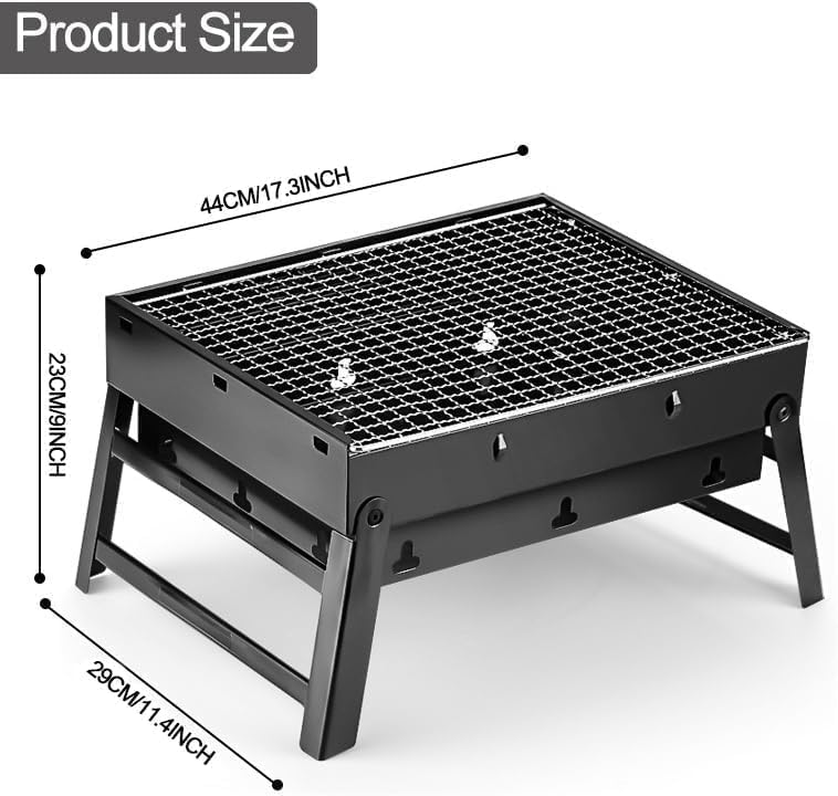 Portable Charcoal Grill Foldable 17" BBQ Charcoal Grill Compact Tabletop Barbecue Grill Small BBQ Grill for Outdoor Travel Backyard Picnic Beach - Image 3