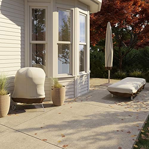 Amazon Basics Waterproof Weather Resistant Kettle Grill Cover for Outdoor Charcoal Kettle BBQ, Durable Polyester Fabric, Secure Straps, 26.5 x 26.5 x 36 inches, Beige - Image 6