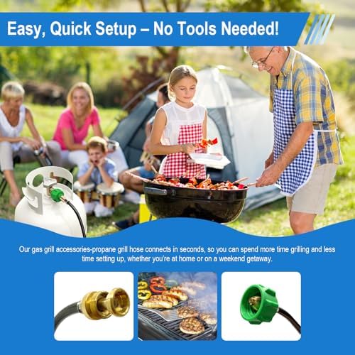 6 FT Propane Adapter Hose for Weber Travelev Grill, for Weber Q Series,for Coleman Stoves,for Blackstone 17" 22" Tabletop Griddle,for Char-Broil Portable Grills-Converts 1 lb to 20 lb Cylinders. - Image 4