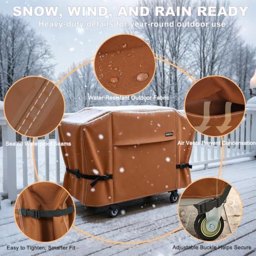 NettyPro Griddle Cover for Blackstone 36 inch Griddle Waterproof Heavy Duty 4 Burner Flat Top Gas Grill Cover 36" Cooking Station, Brown - Image 3
