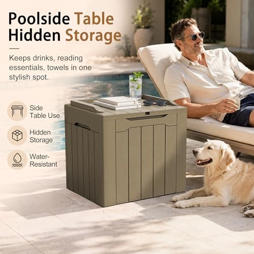 JUMMICO 31 Gallon Resin Deck Box Waterproof Outdoor Storage Boxes - Image 3