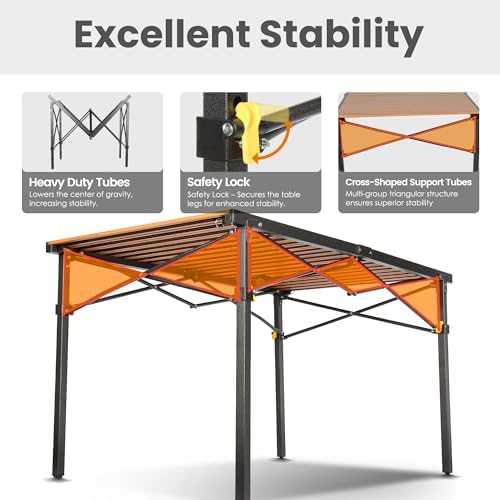 Join Nature 46.4" Large Camping Table for 2-6 People, Heavy Duty Foldable - Image 5