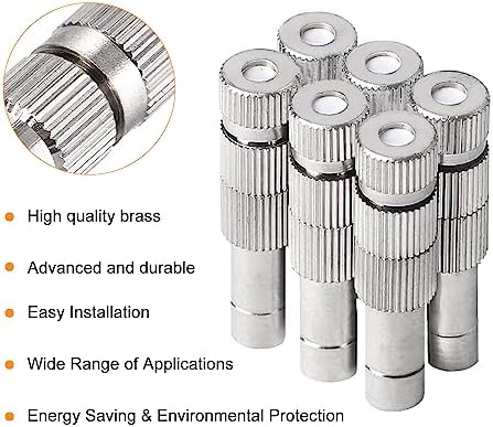 20pcs Brass Mister Nozzles, 6mm Misting Nozzles for Outdoor Cooling System, Landscaping, Air Humidification, Greenhouse Irrigation (with Filter, 0.008"/0.2mm Orifice) - Image 5