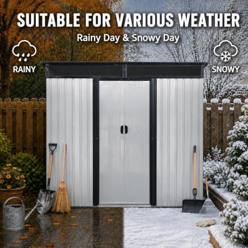 8X6 FT Outdoor Metal Storage with Lockable Sliding Doors - Image 5