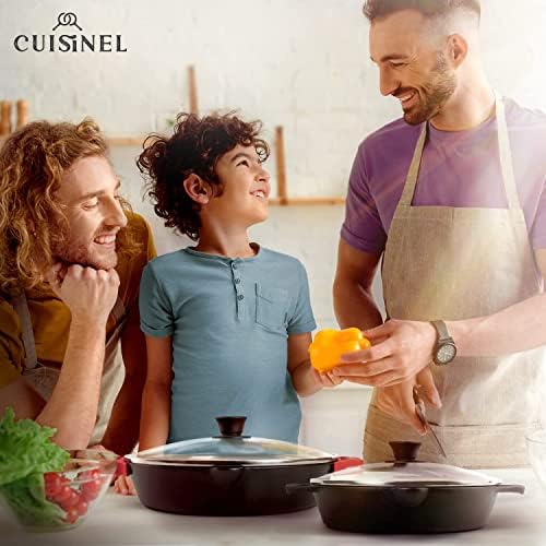 Cast Iron Skillet Set - 10" + 12"-Inch Dual Handle Frying Pans + Glass Lids + Silicone Handle Holder Covers - Pre-seasoned Oven Safe Cookware - Indoor/Outdoor Use - Grill, Stovetop, Induction Safe - Image 6