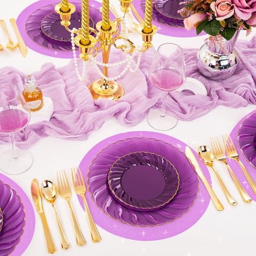 Pink Round Paper Placemats 50 PCS Glitter Disposable Table Mats - Image 6