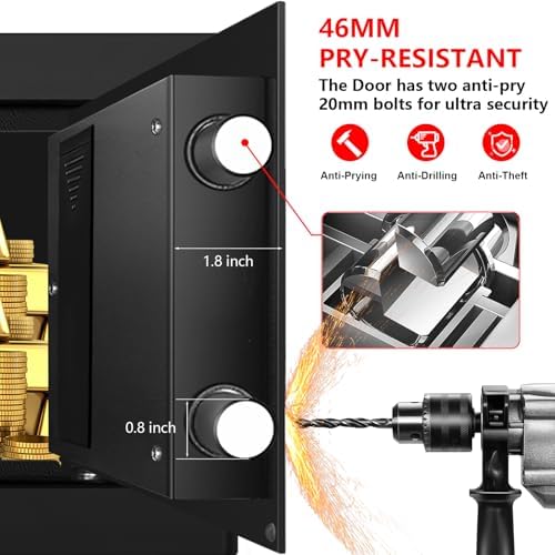 1.3 Cub Small Safes for Home Use Fire and Water Proof, Digital Security Fireproof Safe Box with Combination Lock, Smart Alarm System and Removable Shelf, Fire Safe for Home Documents Valuables - Image 3