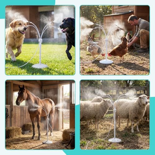 HOMENOTE Standing Misting Cooling System, Fillable Base, White - Image 6