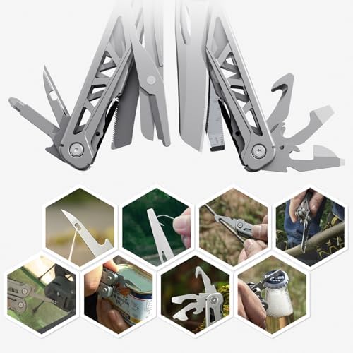 PERWIN Multitool, 17-in-1 Stainless Steel Multi Tool Pliers with Self-Locking, Pocket Knife, Nylon Sheath, Professional (EDC) Multi-Tool for Survival, Camping and Hunting, Hiking, Gifts for Men - Image 5