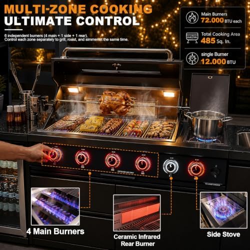 97.2" 4-Burner Modular Outdoor Kitchen Island, 72000 BTU Propane Gas Grill - Image 3
