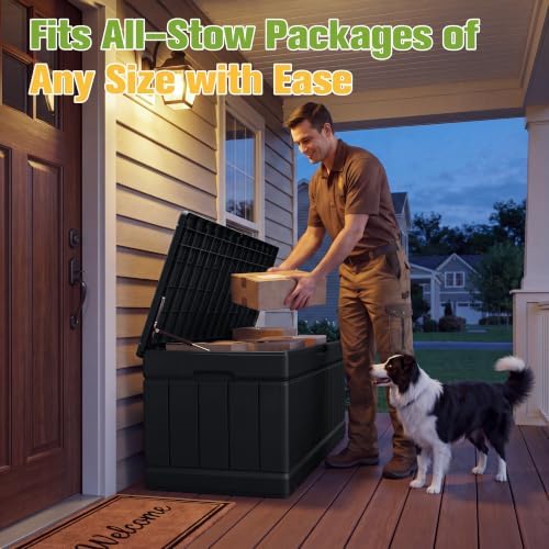 Greesum 82 Gallon Resin Deck Box All Weather Large Outdoor Storage for Patio Furniture, Toys, Garden Tools, Lockable, Black - Image 6
