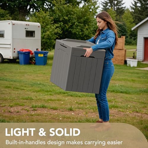Devoko 30 Gallon Resin Deck Box Outdoor Indoor Waterproof Storage Box for Patio Furniture Pool Accessories Storage for Cushion Garden Tools (30 Gallon, Grey) - Image 5