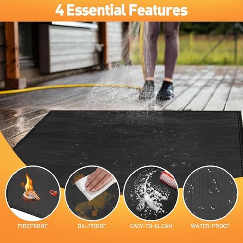 kanhiro Large 65 x 48 inches Under Grill Mat for Outdoor Grill, Indoor Fireplace/Fire Pit Mat, Double-Sided Fireproof Grill Pad, Oil-Proof Waterproof BBQ Protector for Decks and Patios - Image 4