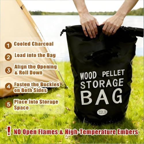 32LB Waterproof Wood Pellet Storage Bag-Dual Handles, Label Pocket(2 Pack) - Image 6