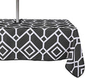 LUSHVIDA Moroccan Outdoor Tablecloth with Umbrella Hole, 60x120 Inch Black by LUSHVIDA