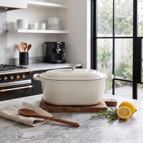 EDGING CASTING Enameled Cast Iron Oval Dutch Oven, 6QT, White - Image 3