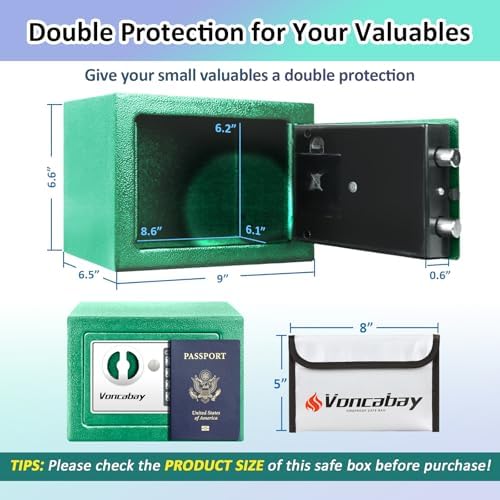 Voncabay Money Safe Box for Home with Digital Keypad, 0.23 Cu. Ft., Green - Image 4