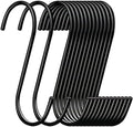 ESFUN 30 Pack 3.7 inch Length S Hooks Black Steel S Shaped Hooks for Hanging Jeans Pans Pots Plants Bags Towels Kitchen Closet Hooks Hanger, Fit the Rod Dia Less Than 1.2 inches by ESFUN