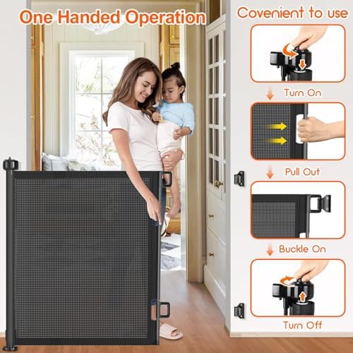 EZIGO 71 Inch Retractable Baby Gates Extra Wide Reinforced Baby Dog Gate - Image 5