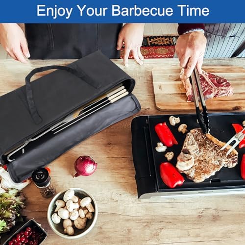 BBQ Tool Storage Bag, Heavy Duty Tools Bag, 600D Oxford Cloth, Outdoor Grill Accessories Bag for Camping Picnic Trip (22X5X8Inch) - Image 7