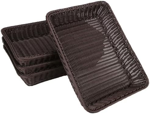 Poly Wicker Baskets 4 Pack 16 inch Coffee Large Wicker Baskets Storage – Rustic, Durable & Easy-Cleaning Bread Baskets, for Home, Restaurant & Hotel Use - Image 4