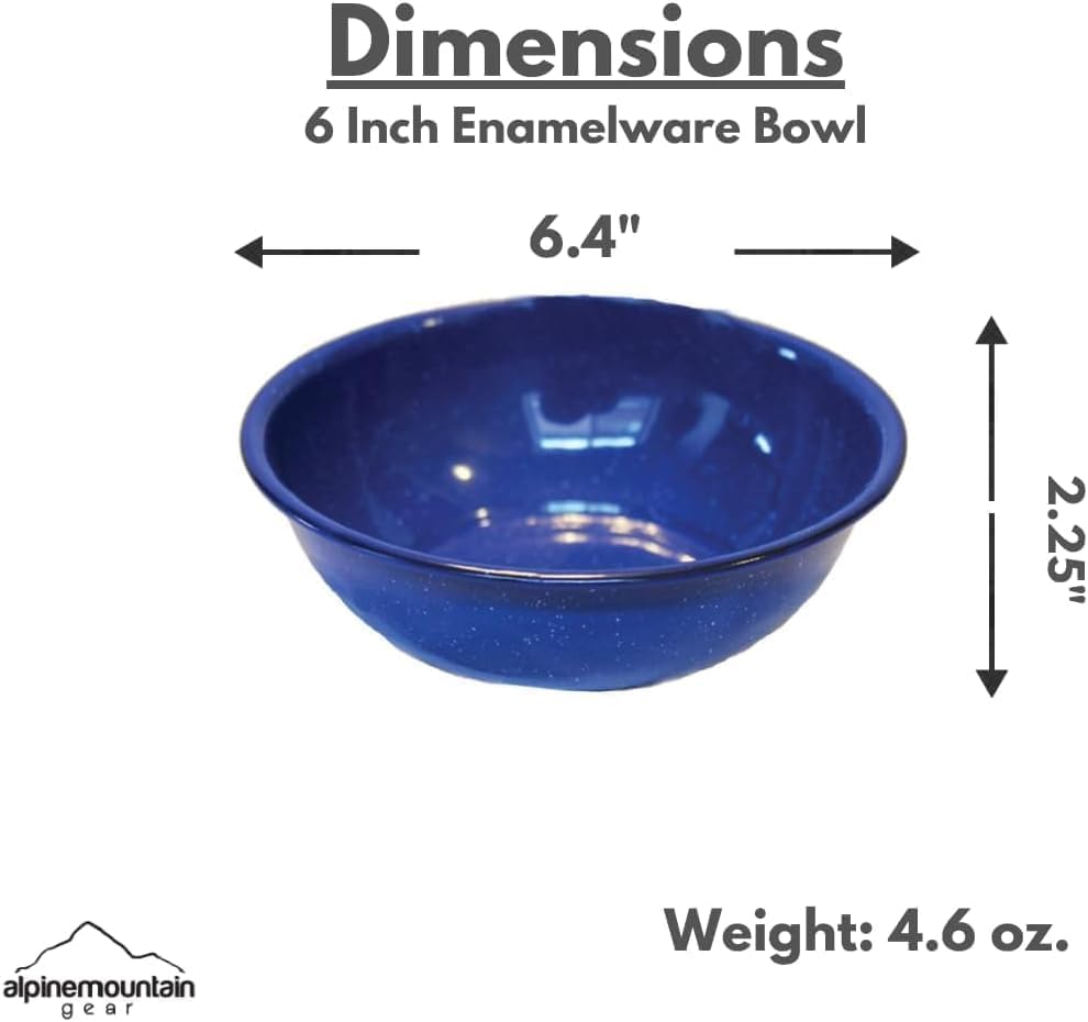 Enamelware for Camping and Backpacking - Cookware Gear Essentials for Camping and Backpacking (Made by Caddis Sports, Inc.) (6 Inch Bowl (8 Pack)) - Image 2