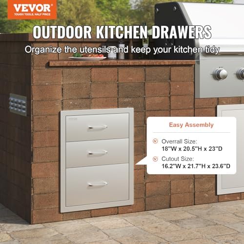VEVOR Outdoor Kitchen Drawers 18"W x 23"H x 23"D Stainless Steel - Image 4