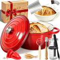 Enameled Cast Iron Dutch Oven 6QT with Lid-Banneton Basket Dough Tools by Jalarox