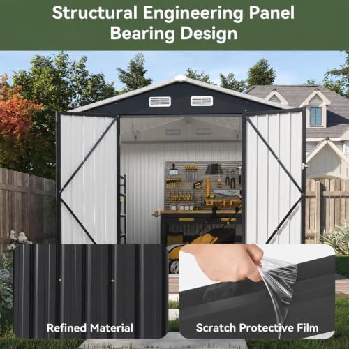 Aoxun 8x6 FT Shed Outdoor Storage Shed, Black - Image 5