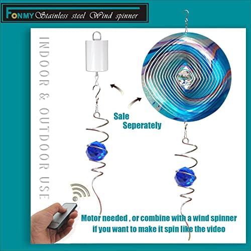 FONMY Gazing Ball Spiral Tail -Decorative Wind Spinner Sun Catcher Rainbow Maker 11 inch Tail and 2 inch Dark Blue Crystal Orb. Indoor Outdoor Garden Decoration -13 inch Height - Image 4