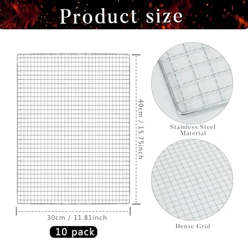 10 PCS Disposable Grill grates，Grill mesh 11.8×15.7 inch，Disposable Grill Topper for Outdoor BBQ Parties，Grill net can Withstand high temperatures - Image 2