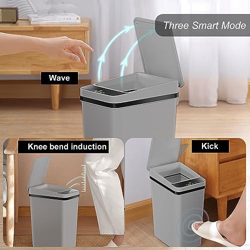 2 Pack - 2.5 Gallon Motion Sensor Bathroom Trash Can - Slim Smart Trash Can - Image 2