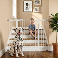 Mumeasy 29.7-48" Baby Gate for Stairs, Pressure Mounted Dog Gate for Doorways, Extra Wide Walk Thru Safety Pet Gate for Doors with Auto Close, Easy Install Child Gate for Hallway Indoor House, White by Mumeasy-FocusonBabyPetSafetyGate