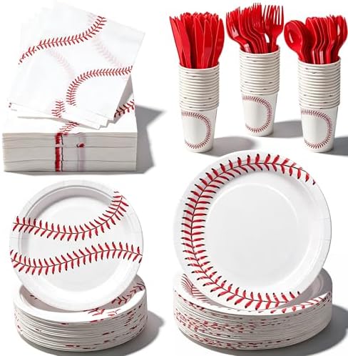 400 Pcs Disposable Baseball Party Tableware Set for 50 Guests by COSINIA