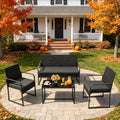 Gizoon Black Wicker Conversation Set with Glass Coffee Table by Gizoon