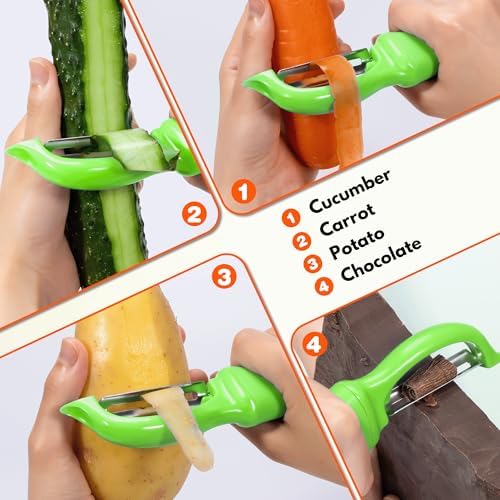 Rainspire Vegetable Peeler Potato Peelers for Kitchen, Sharp Stainless Steel Blades Veggie, Comfortable Handle Fruit Peeler, Carrot Peeler Apple Peeler Dishwasher Safe, Green, 1-Pack - Image 7