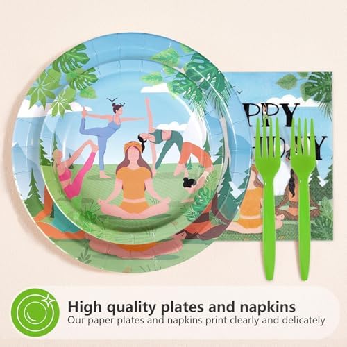 96Pcs Yoga Happy Birthday Party Decorations, Serves 24 - Image 2