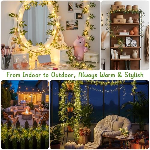 suddus 13.1FT 40LED Willow Vine with Lights Battery Powered Copper Wire - Image 4