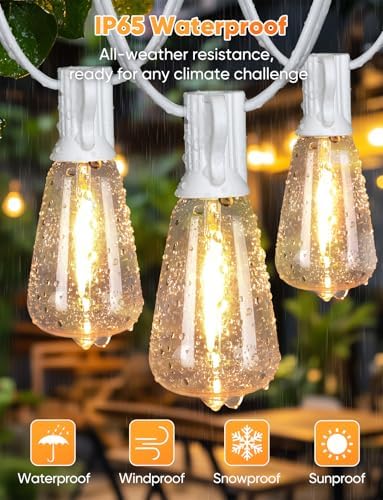 Brightever 120FT LED Outdoor String Lights with Remote, Patio Lights Outdoor Waterproof with 38 Shatterproof Edison Bulbs, Dimmable Outside Hanging Light for Birthday, Party, Christmas Decor, White - Image 6