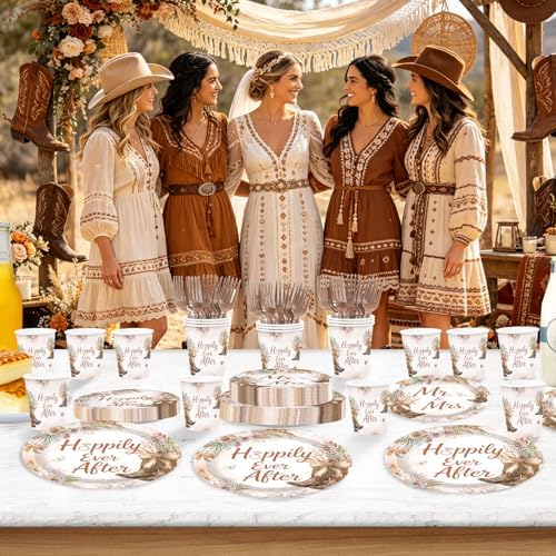 250Pcs Boho Cowgirl Bridal Shower Party Supplies for Western Engagement - Image 5