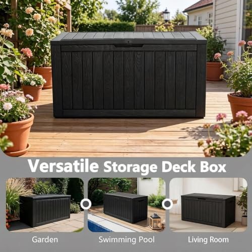 KAMABOKO 100 Gallon Outdoor Storage Box Waterproof Deck Box for Patio - Image 3